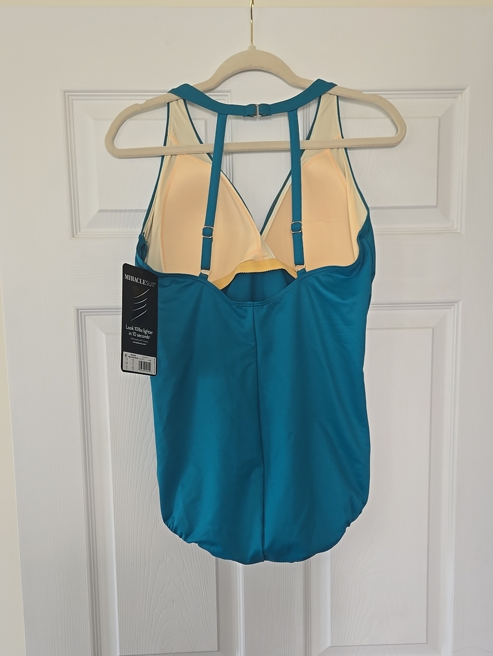 NWT Miraclesuit Turquoise Surplice One-Piece Swimsuit Maldives Blue Wrapsody - Picture 5 of 9